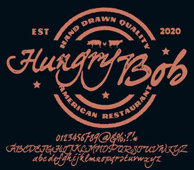 Hand drawn vintage retro font. Outdoor advertising of American restaurants and eateries inspired typeface.
