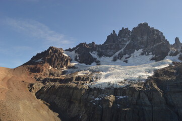 Hiking and climbing up to the Cerro Castillo Mountain in the national reserve of Patagonia, Chile