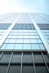 Glass facade of modern office building close-up