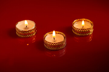 happy diwali or happy deepavali greeting card made using a photograph of diya or oil lamp