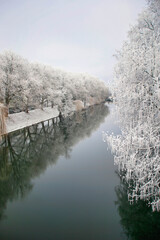 Winter Landscape in the City of Heilbronn am Neckar, Germany, Europe