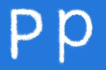 Naklejka premium Cloud P alphabet shape on blue background