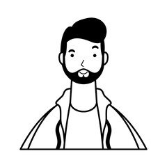 young man male with beard character line style