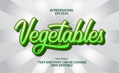 3d green color vegetable editable script font and text effect for nature, vegan,
