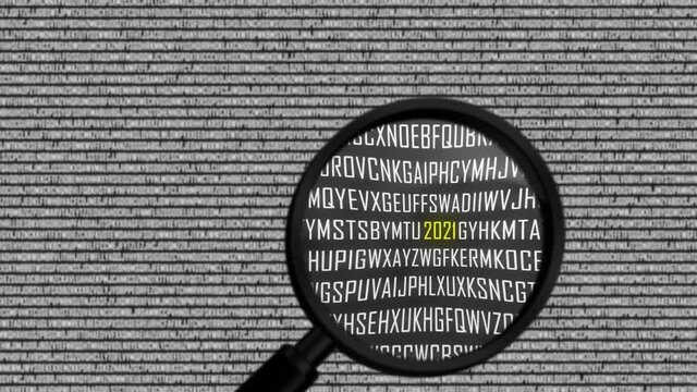 Magnifier discover 2021 number with binary code
