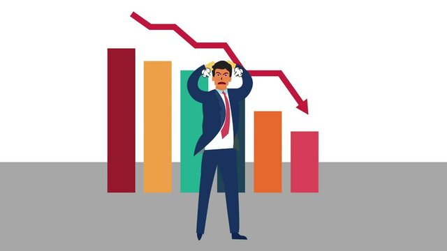 Male manager looks furious near declining graph
