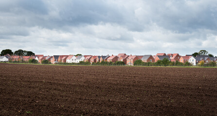 Boundary of new housing development and countryside.