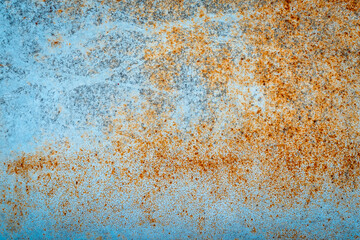 blue, rusty and grunge painted metal texture of a junk car body