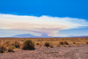 Fototapeta premium A wildfire far away in a forest, look over the desert in arizona
