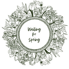 Round banner with rope frame and tiny flowers