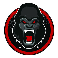 gorilla fighter logo cartoon in vector