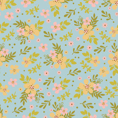 FLORAL DRESS Hand Drawn Seamless Pattern Vector Illustration