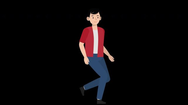 Male cartoon characters walking on an alpha channel background