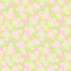 Seamless beautiful pattern of painted roses with foliage