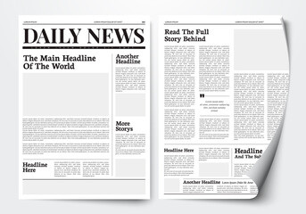 Vector Illustration Daily News Paper Template With Text And Picture Placeholder. - obrazy, fototapety, plakaty