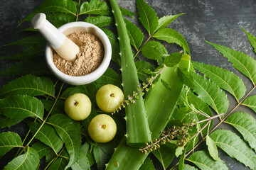 Ayurvedic Oil , Herbal Hair Oil with Herbs tulsi neem leaves, neem oil, amla berry , amla powder ...