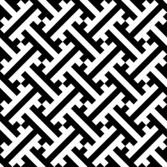 Seamless Sayagata pattern. Repeated interlocking keys background. Classic Oriental ornament. Traditional window tracery image. Ancient ethnic mosaic motif. Digital paper for textile print. Vector art.