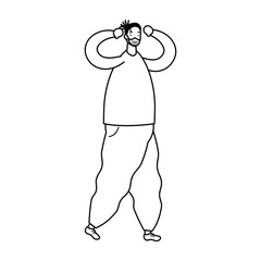 young man wearing medical mask avatar character line style