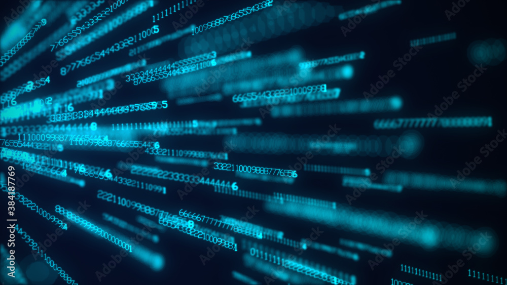 Poster stream of numbers, modern blue digital background. virtual reality, abstract matrix background. data