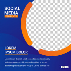 Vector social media design template with abstract blue and orange gradient ornament