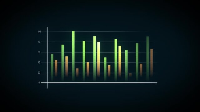 Business Growth And Success Arrow Infographics/ 4k animation of a business infographics with rising curves and bar stats appearing, symbolizing growth and success, increase and decrease earnings with 