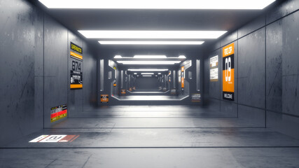 3d render. Futuristic interior concept design