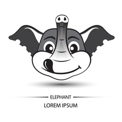 Elephant face happy logo and white background vector