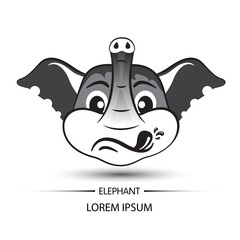 Elephant face touchy logo and white background vector