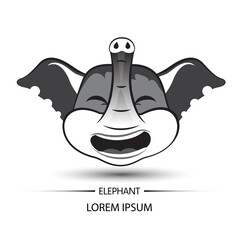 Elephant face laugh logo and white background vector