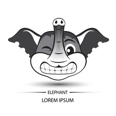 Elephant face saw tooth smile logo and white background vector