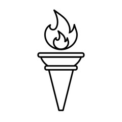 Flat line Torch icon. Symbol fire hot, flame power, flaming and heat.