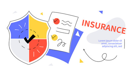 Insurance - modern colorful flat design style web banner