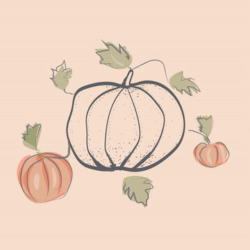 Orange Pumpkin poster watercolor and ink