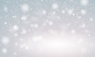 New year banner with snow and stars. Christmas card for party, holiday design, decor. Vector illustration.