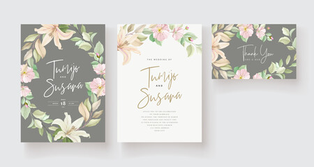 Fototapeta na wymiar Beautiful lily flower wedding invitation card