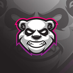 panda mascot logo design vector with modern illustration concept style for badge, emblem and tshirt printing. panda head illustration.