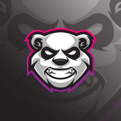 panda mascot logo design vector with modern illustration concept style for badge, emblem and tshirt printing. panda head illustration. © Ahmadbrutalism666