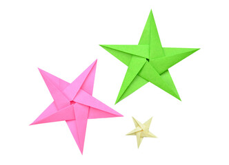 two origami paper stars