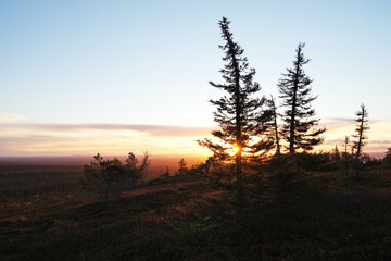 Beautiful autumnal morning in Riisitunturi National Park, Northern Finland. 