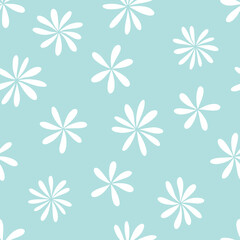 Fototapeta na wymiar texture-lineMint doodle flowers seamless pattern background. Repeating vector hand drawn textures.