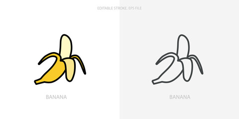 Banana icon for your website, logo, app, UI, product print. Banana concept flat Silhouette vector illustration icon. Editable stroke icons set 