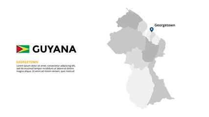Guyana vector map infographic template. Slide presentation. Global business marketing concept. South America country. World transportation geography data. 