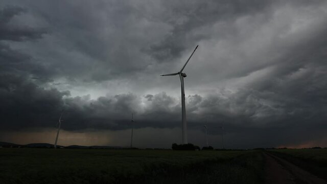 Windr&auml;der und Gewitterzelle mit dramatischer Struktur