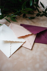envelopes with uneven edges made of soft paper