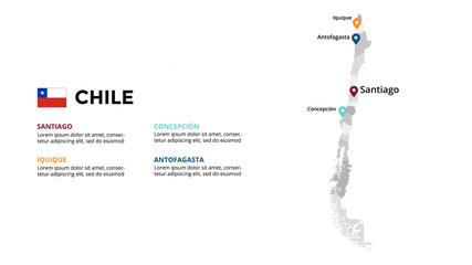 Chile vector map infographic template. Slide presentation. Global business marketing concept. South America country. World transportation geography data. 