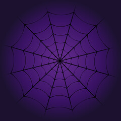 Halloween background with a spider web on a dark purple background