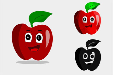 Vector Illustration of Cute Apple Fruit character