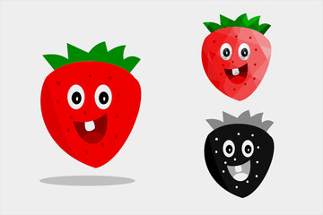 Vector Illustration of Cute Strawberry Fruit character
