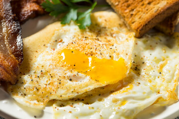 Homemade Over Easy Eggs with Bacon