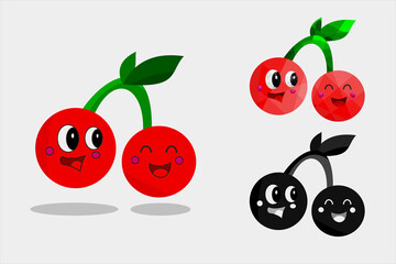 Vector Illustration of Cute Cherry Fruit character
